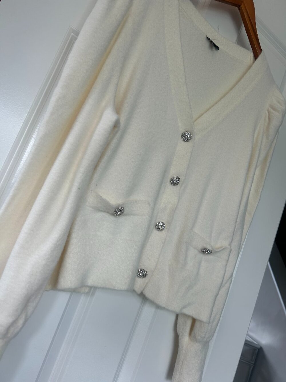 new EXPRESS ULTRA SOFT rhinestone embellished faux cardigan sweater xl